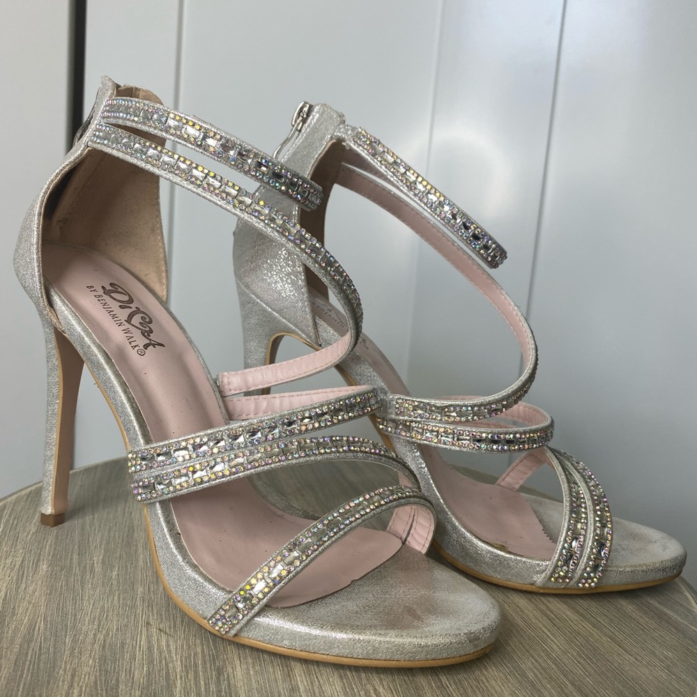 Silver sparkly high heels
